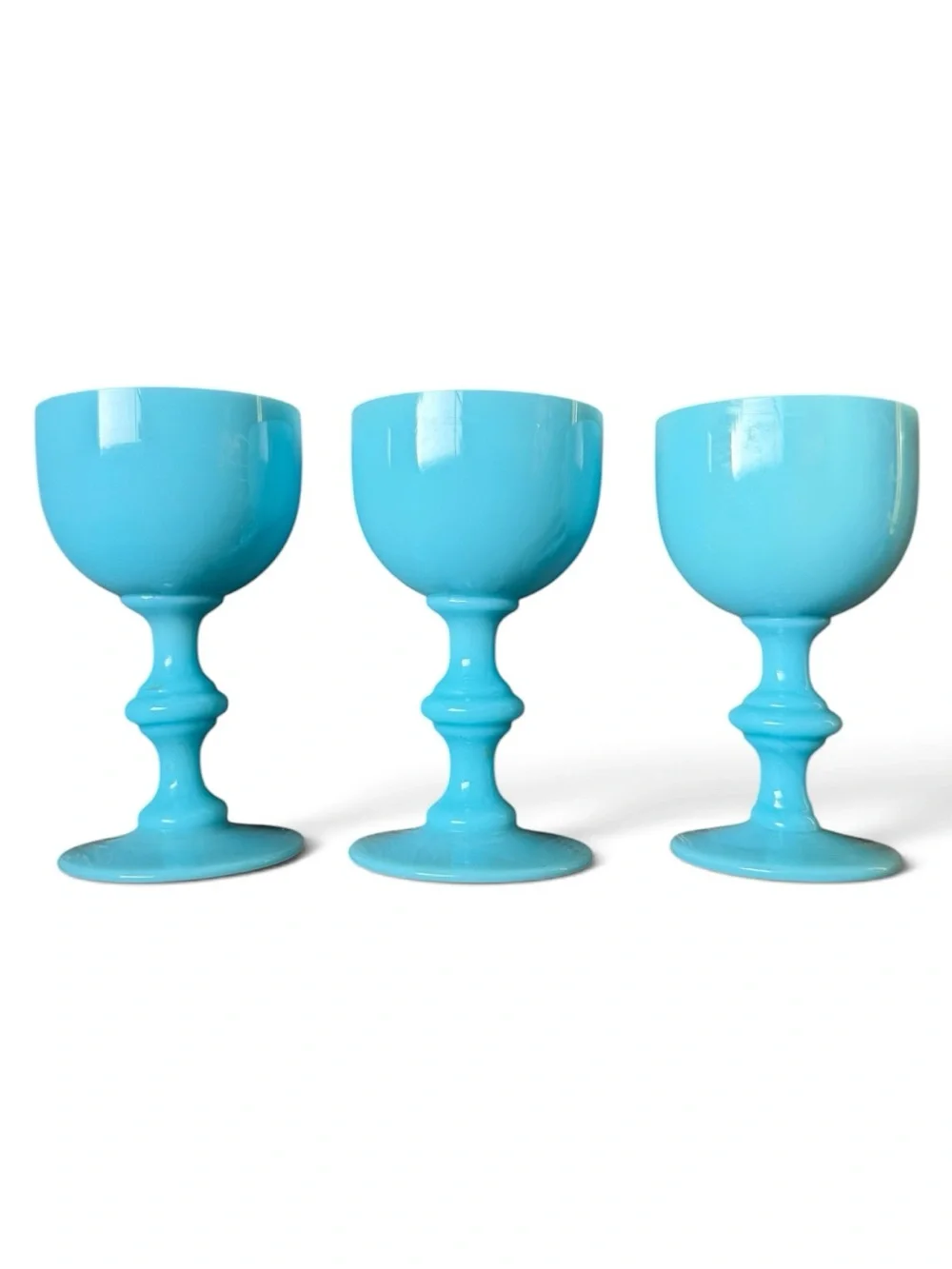 VINTAGE PORTIEUX VALLERYSTHAL BLUE OPALINE WINE GLASSES